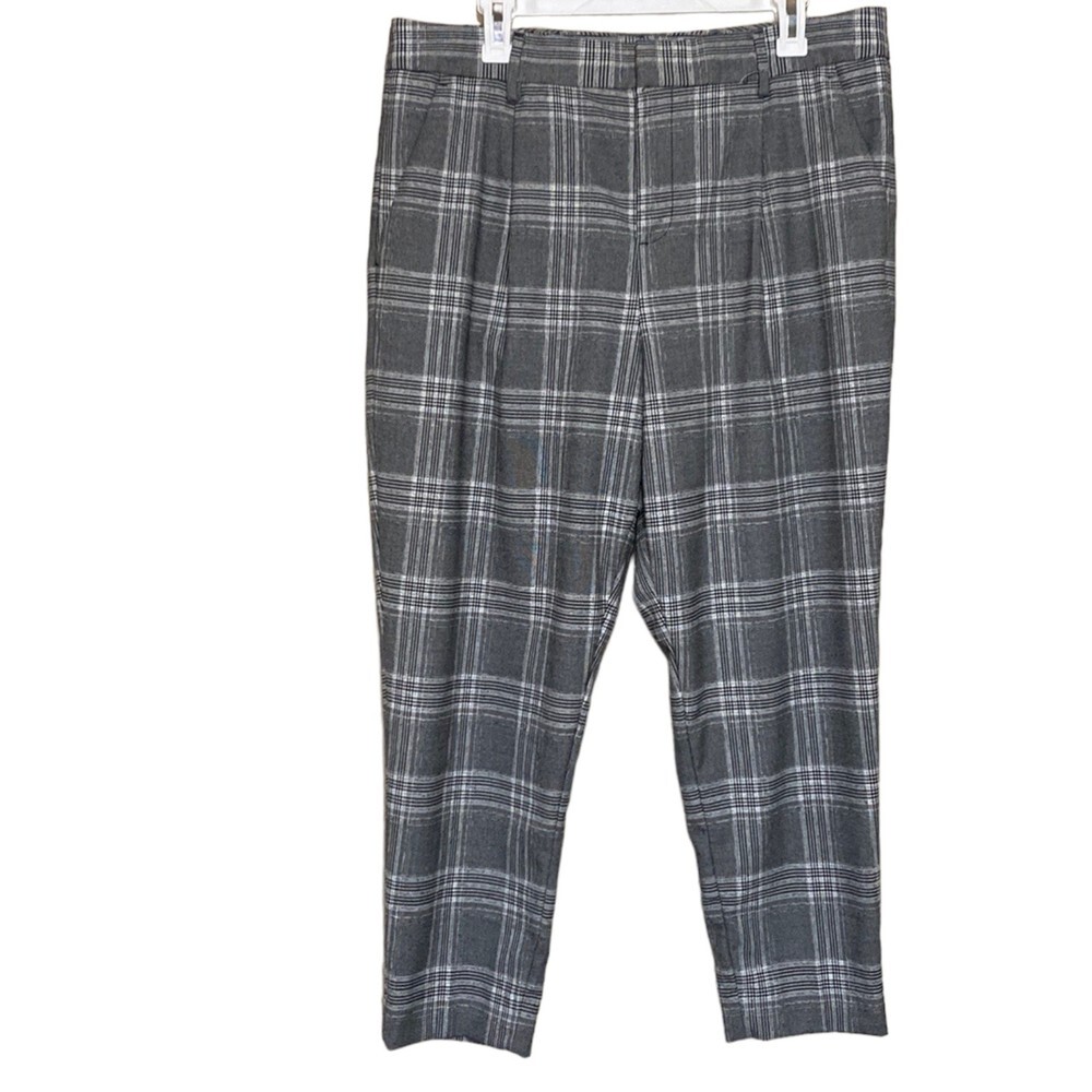 Banana Republic Striped Plaid Pleated Business Casual High-Waist Capri 14